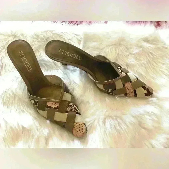 VTG Moda for Victoria Secret Catalog Y2K 3" heal slip-on weaved size 7.5 Regular - Picture 2 of 6